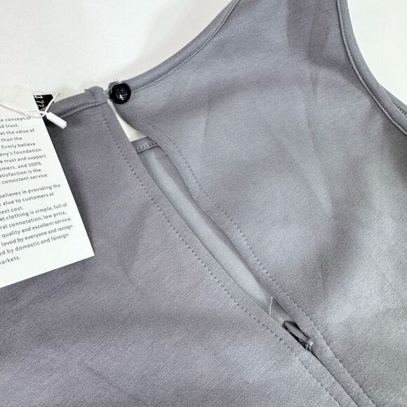 Automet Jumpsuit Womens XL Gray Sleeveless Wide Leg Drawstring Waist Romper New - Picture 11 of 12